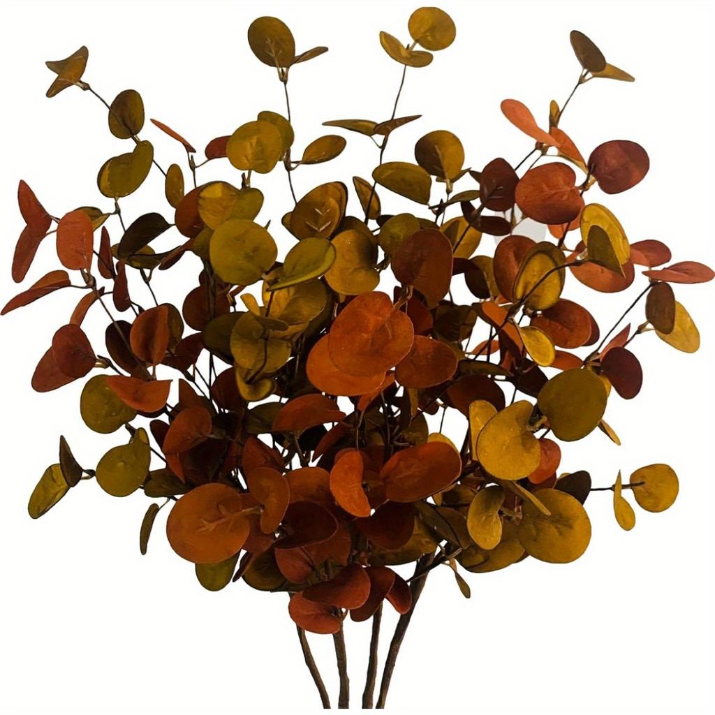 Artificial Fall Eucalyptus Leaves Greenery Stems - Realistic  Autumn Foliage for Thanksgiving Christmas Halloween Home Decor