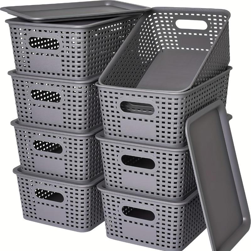 6 PCS Stackable Storage Boxes with Lids, 10.2x7.2x4.1 Inch Plastic Organizer Containers for Home, Office,Bedroom,Classroom, Dorm