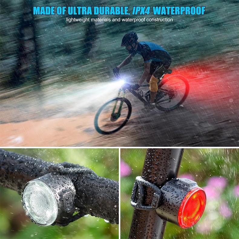 USB Rechargeable High Brightness Bicycle Front & Rear Lights for Night Riding