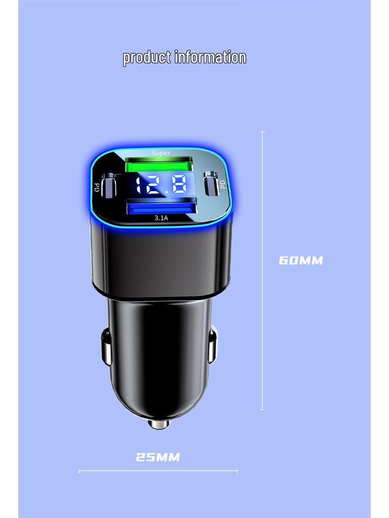 Multifunctional Car Charger with Super-Fast Charging for Huawei & Apple Devices