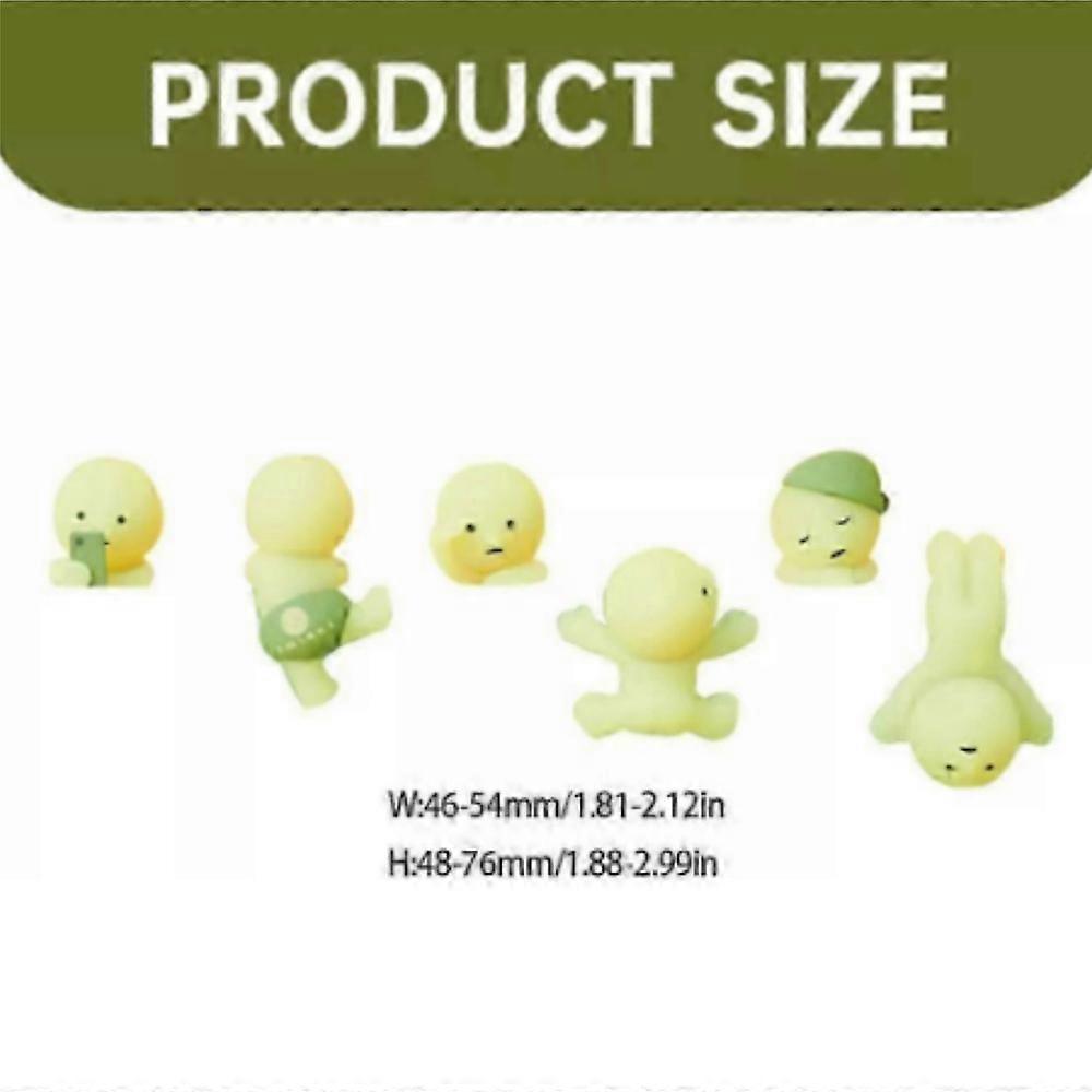 6 Piezas/Set Luz Nocturna Fantasma Fitness Elfo Figura Smiski Muñeca Anime