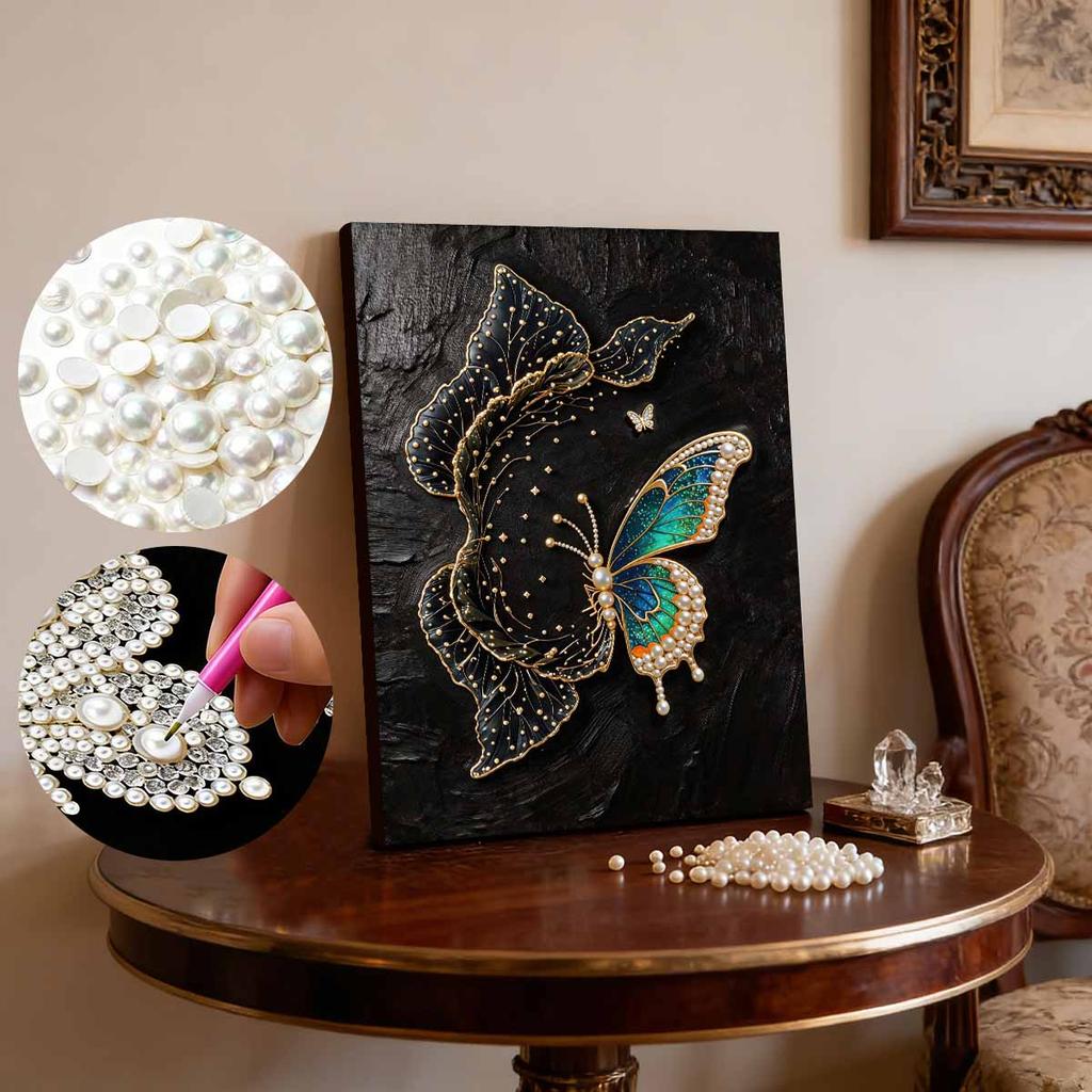 Pearl DIY Butterfly Art Kits 15.7x19.6inch Gem Art Pearl Painting Kits Without Frame for Adults Gift Idea Home Wall Decor