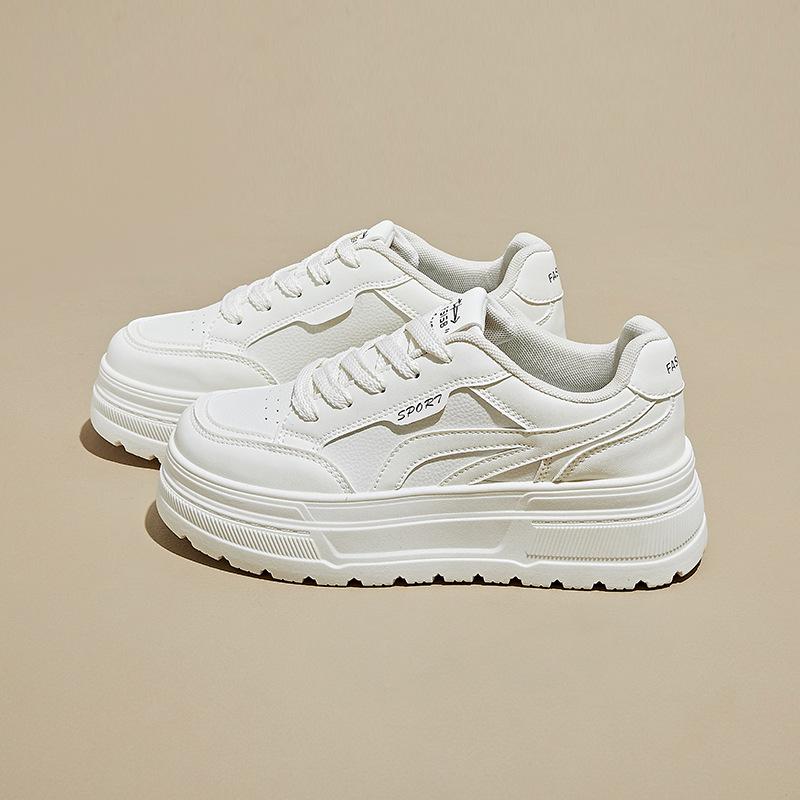 Women's Chunky Platform Sneakers Non-Slip Breathable Lace-Up Walking Shoes for Women Comfortable Casual Faux Leather Running Workout Tennis Sneakers