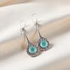 Aqua Chalcedony Gemstone 925 Sterling Silver Jewelry Handmade Earrings 2.52" EE-77-16