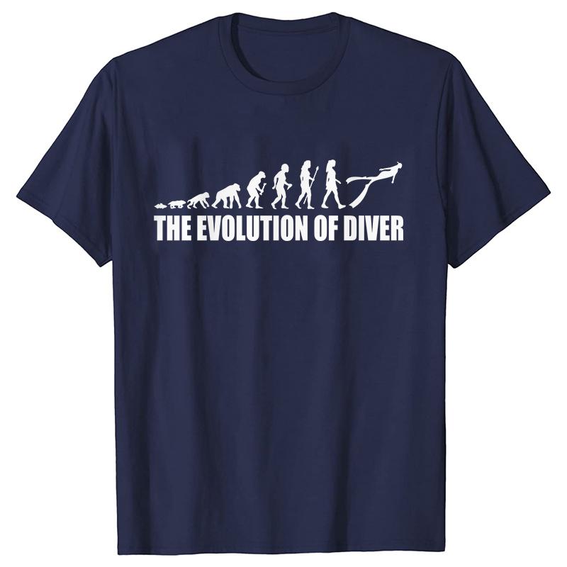 Funny Evolution of Diving Women T-Shirt Short Sleeve O-Neck Tees Fashion Scuba Diver Girl Tops Casual Summer Female Clothing
