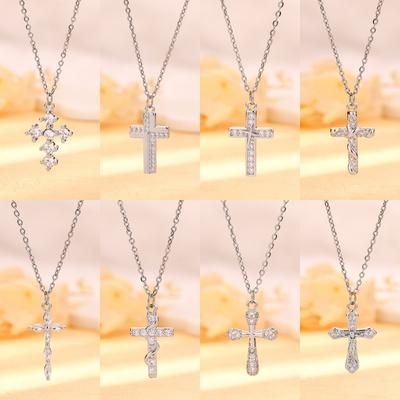 Zirkonium Kruis Ketting Trendy Japanse Vrouwen Hip-Hop Kusa Stijl Casual Trui Ketting Trui Ketting Diamant Sleutelbeen Ketting