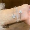 Exquisite Zircon Flower Multi-layer Open Bangle - Elegant Japanese and Korean Inspired Women's Jewelry