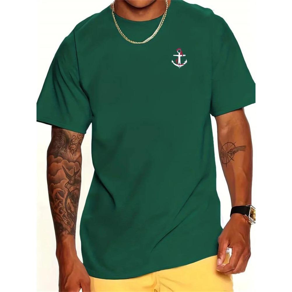 T-shirt da uomo con scollo a O, manica corta, stampa, cotone, comoda, da uomo