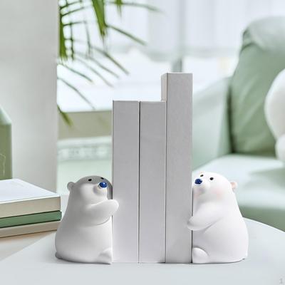 2 Pieces Bear Bookends Children's Desk Decoration Cute Cabinet Home Decor Book Stand for