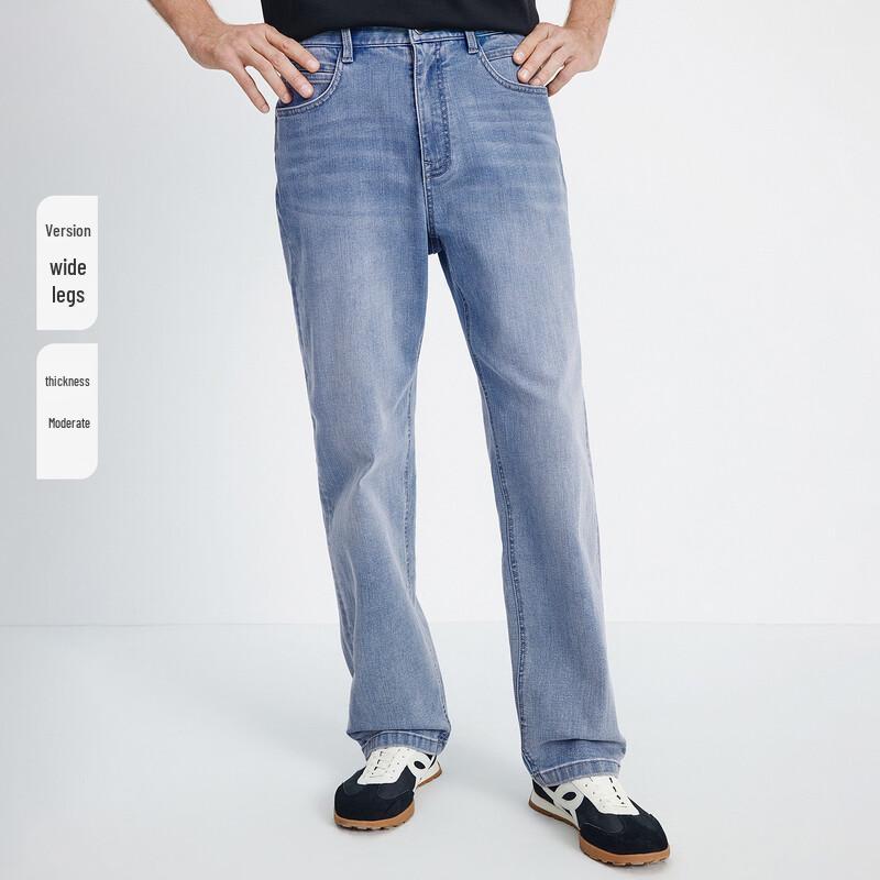 Navigare Men's Relaxed Fit Washed Denim Jeans