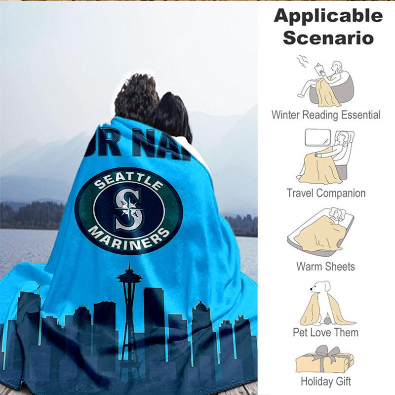 1PC Custom Name Blanket Seattle Logo Flannel blankets Patterns Throw Blanket All-Season Soft Gift for Couch, Bed, Camping, Birthday gifts