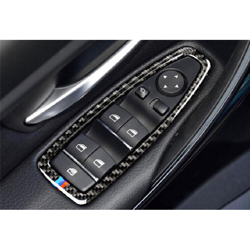 Door Window Lift Switch Trim For 2013- BMW 3 4 Series GT Real Carbon Fiber