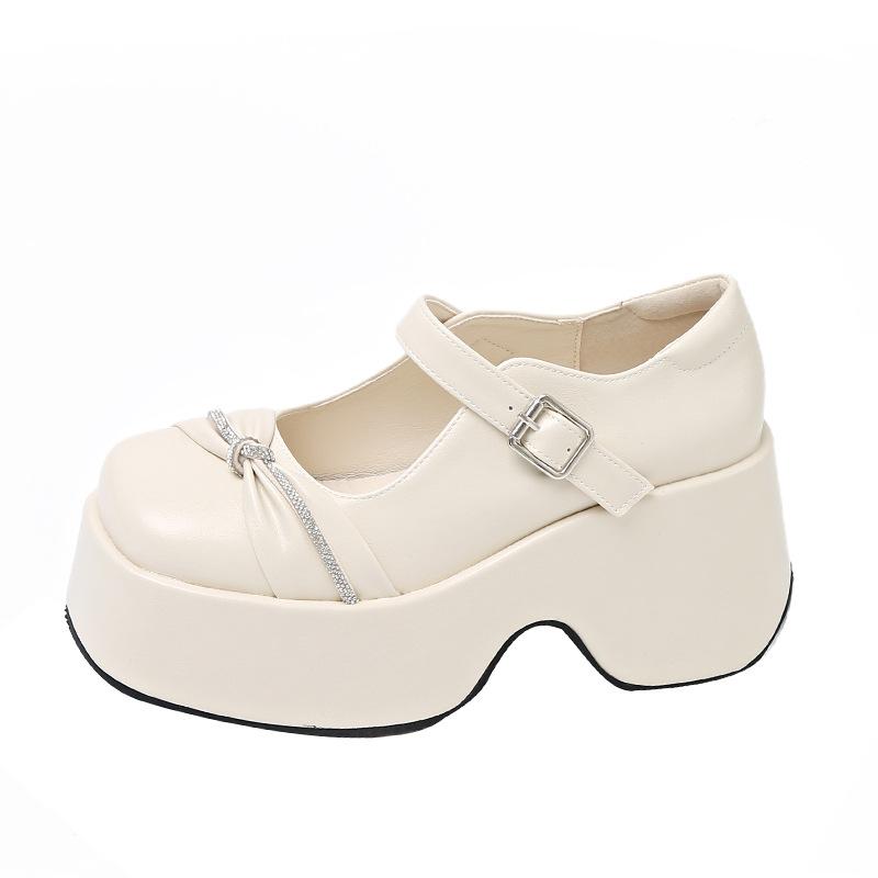 Platform Mary Jane shoes women's new spring and summer with skirt black retro Japanese jk round head thick heel small leather shoes