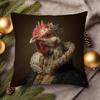 1pc, Short Plush Decorative Pillowcase, Featuring Victorian Animal Portrait, Royal Chicken Theme. Soft And Smooth Polyester Short Plush Fabric, Single