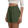 Women's Square Pocket Elastic Waist Drawstring Casual Cotton And Linen Shorts