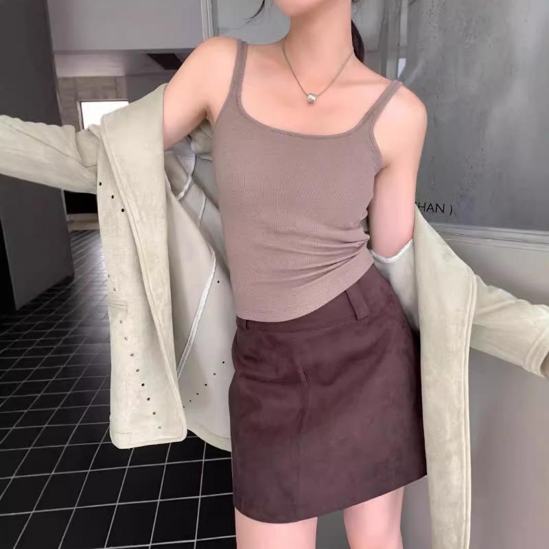 Basic Small Square Collar One Cup Heating Vest Shaved Slimming All Strap with Korean Base