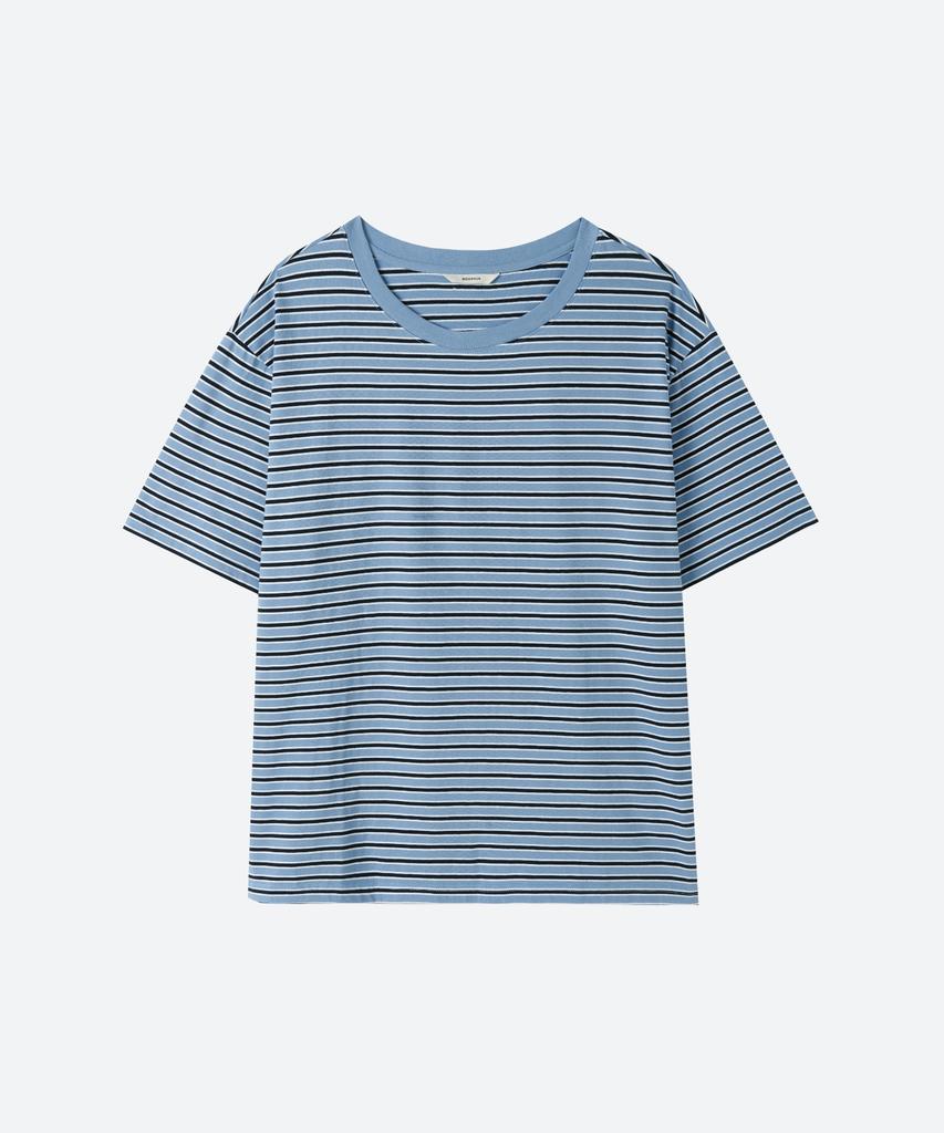 MOONSUN Unisex, Stripe Oversized T-Shirt / Sky Blue