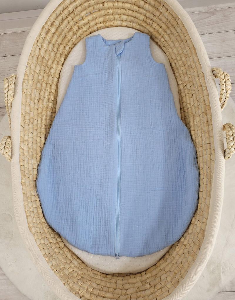 Rounded Muslin Sleeping Bag for Children S 0-6 Months Summer TOG 1.0 - Blue