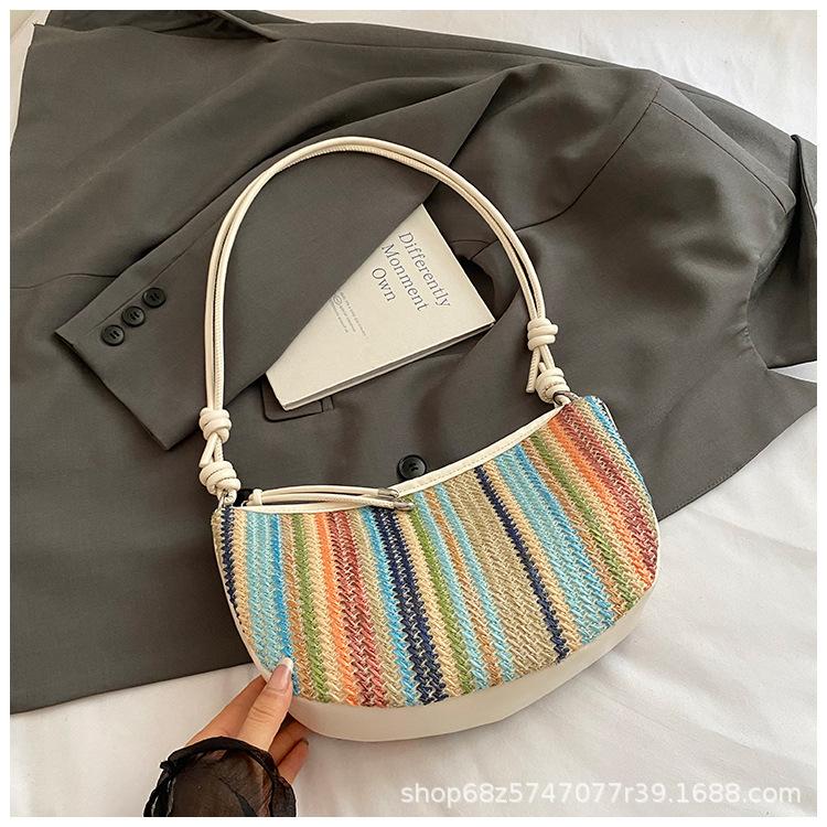 

Woven straw bag women s 2025 new rainbow dumpling bag one-shoulder armpit bag foreign style versatile crossbody bag разноцветный