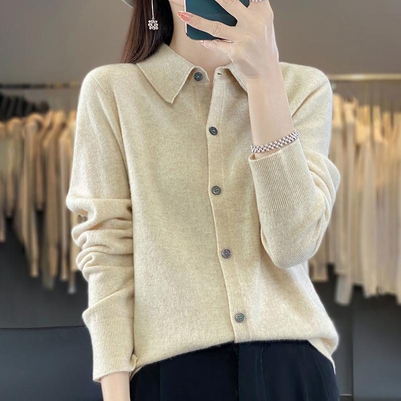 Women's Cashmere Cardigan Qinghe Cashmere 30% Cashmere 70% Wool Women's Autumn and Winter Cashmere Cardigan Soft and Warm