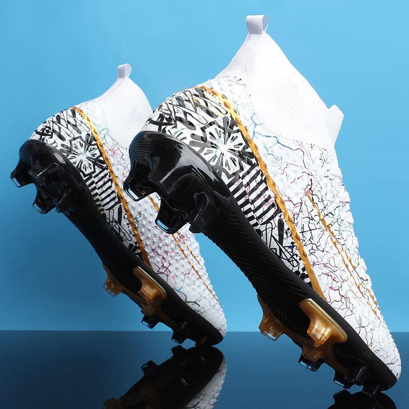 Football Shoes Men's Long Nails Fg High-top Fly-woven Women's Broken Nails Tf Youth Student Sports Shoes Training Shoes