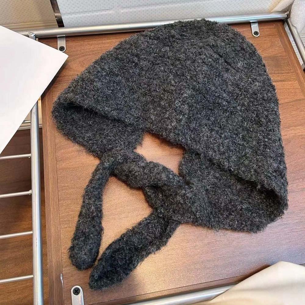 Double Side Knitted Hooded Cap Acrylic Fibers Winter Neckerchief Hat  School