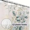 1Pc Eucalyptus Leaf Shower Curtain Set With Hooks, Hd Printing, Easy To Clean, Hole-Free Installation, Bathroom Decoration