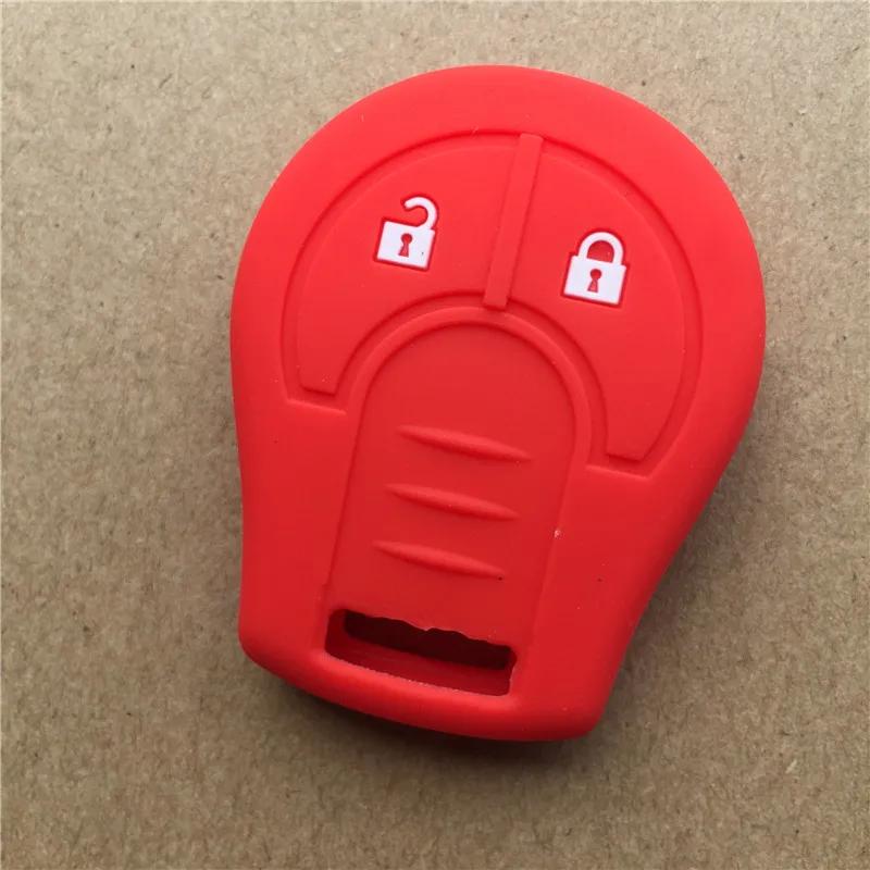 

Silicone rubber car Key Remote Shell Bag cover case For Nissan Juke Micra Qashqai Note Cube 2 Button key красный
