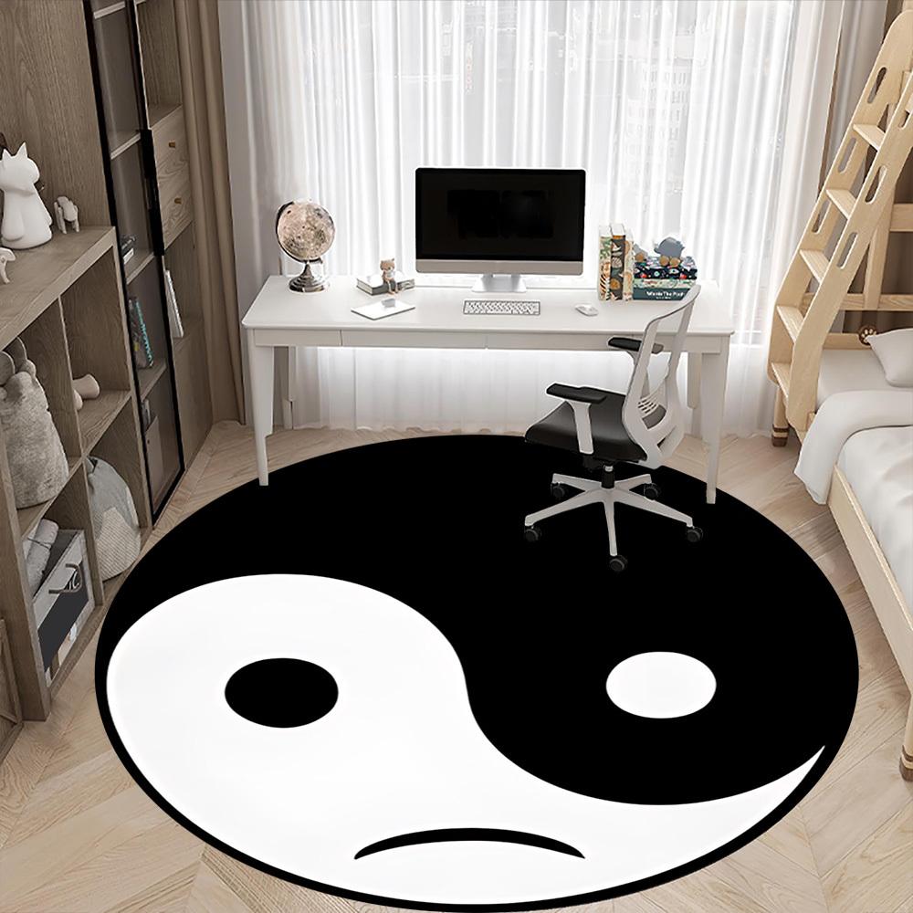 1pc Yin Yang Symbol Chair Carpet for Office Non-Slip, Machine Washable Rug for Office, Room - Holiday Decor, Machine Made yy251016081