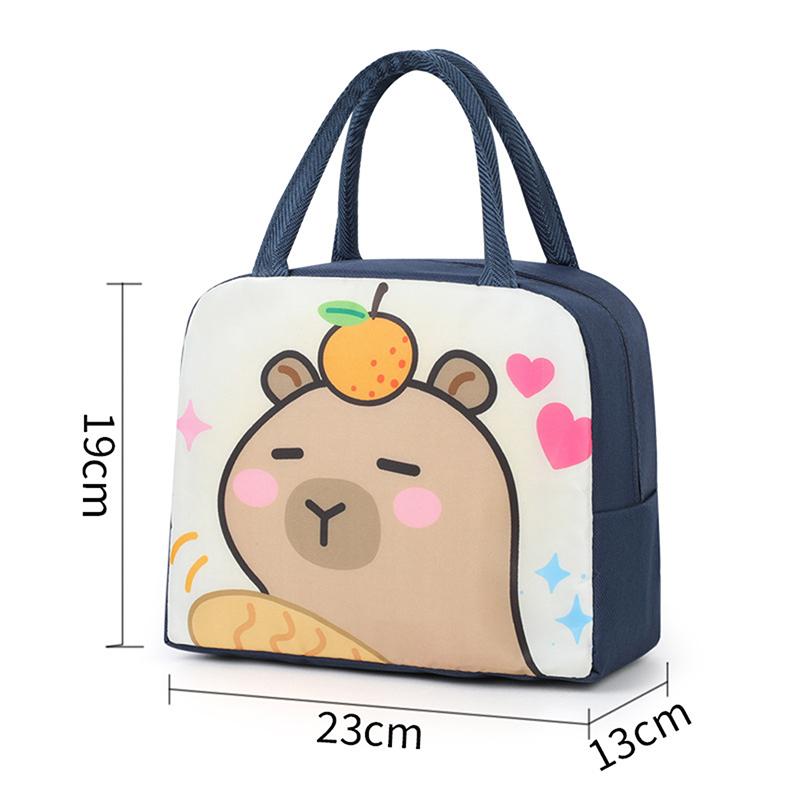 Tegneserie Capybara Lunsjpose Isolert Matbeholder Bærbar Termisk Matboksveske Multifunksjonell Barn Skole Piknik Matpose