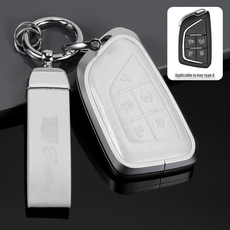 Genuine Leather Key Case for Cadillac XT5, CT5, XTS Key Fob - Unisex Design with Buckle