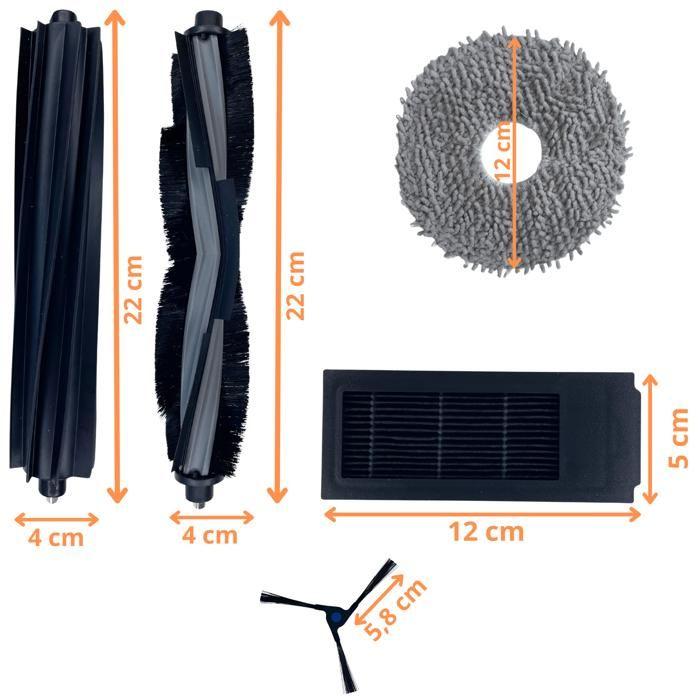Pack accessoires pour Ecovacs Deebot X2/X2 OMNI/X2 PRO/DEX86 - Filtre/Serpillère/Brosse latérale/Rouleau extracteur Phonillico®