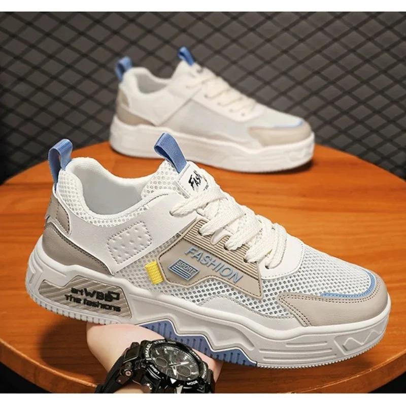 Men Shoes 2025 New Summer Breathable Mesh Shoes Versatile Casual Shoes Soft Sole Height Increasing Sneakers Zapatillas Hombre