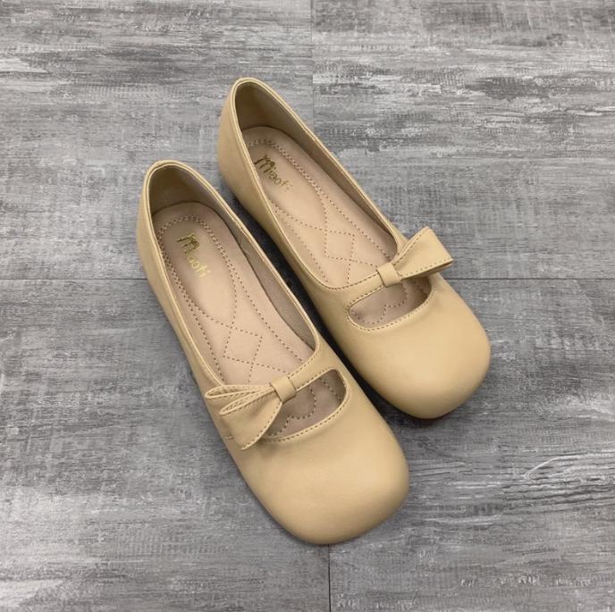 Fashion Flat Shoes for Women Spring and Autumn 2025 New Square Toe Bow Shallow Mouth Ballet Flat Shoes Plus Size Women's Shoes 41-43