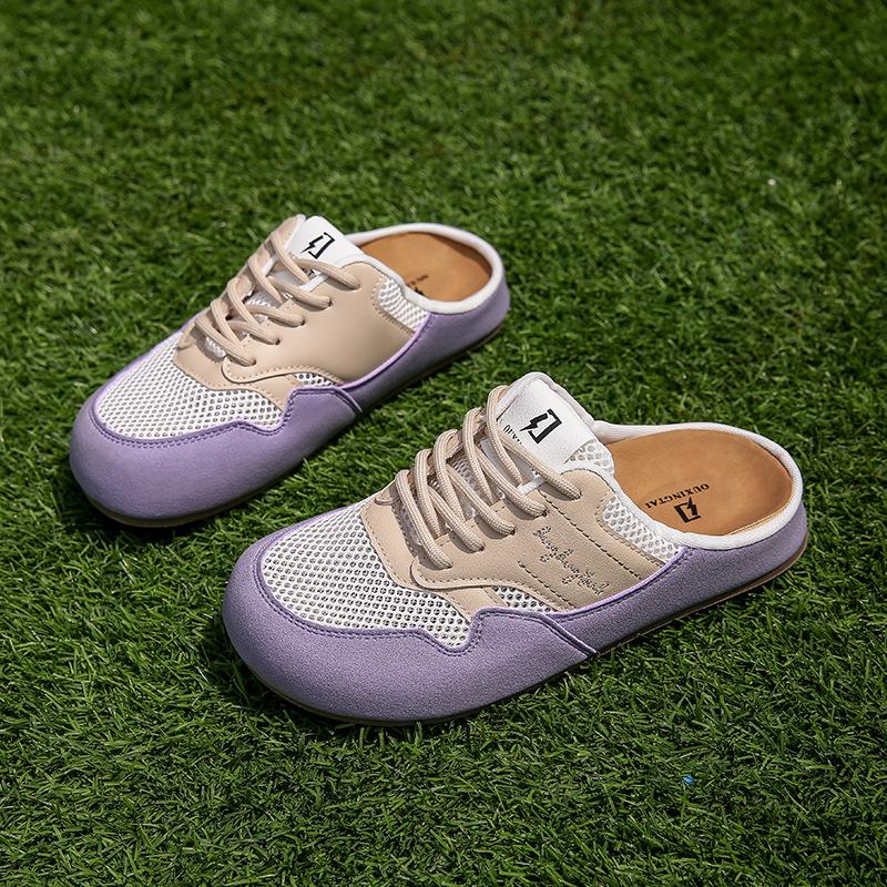 

Женская мода контрастный сетчатый дизайн шнуровки прогулочные туфли, повседневные тапочки дышащая и удобная спортивная обувь, повседневная одежда для девочек 35