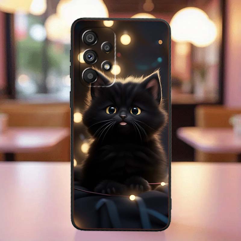 

Anime cartoon cat illustration Case For Samsung A41 A35 A34 A33 A32 A25 A24 A23 A21s A06 A05 A04 A03 Note 10 20 Ultra 5G Black Galaxy A06