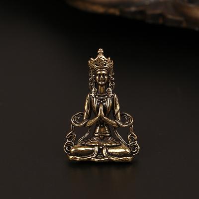 Adorno retro de Buda de cobre en miniatura para meditar, zen y budismo, para sala de estar.