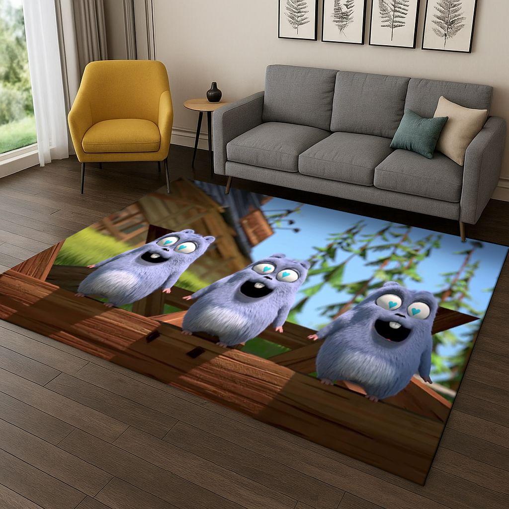 Tappeto Cartoon 3D Grizzy e i Lemming per Camera da Letto Soggiorno Divano Decorazione Casa, Tappeto Area Giochi Bambini Tappetino Antiscivolo Regalo