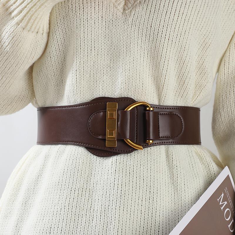 Waist wrap women decorative coat suit with elastic elastic belt free punch fashion retro niche personality belt