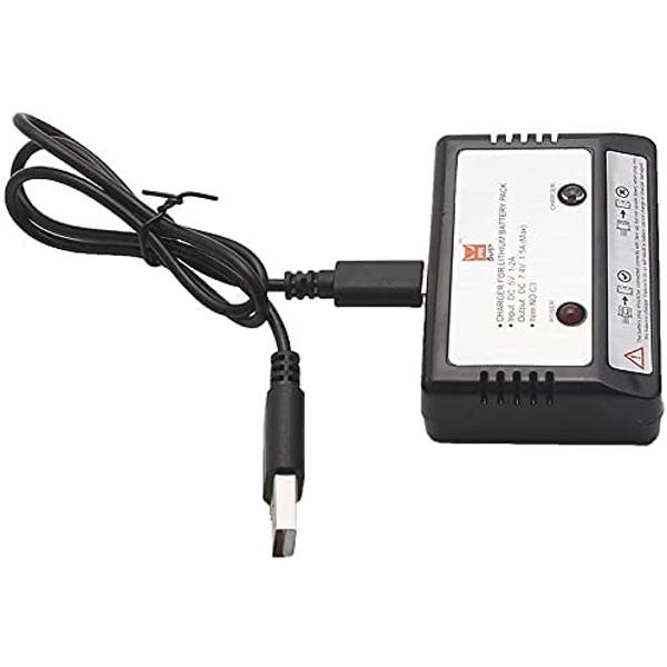 USB-Balancer-Ladegerät für 7,4V 1800mAh LiPo-Akku | Kompatibel mit MJX B5W Bugs 5W RC-Drohne, RC-Helikopter | LED-Anzeige, Tragbar, Schwarz, Kunststoff