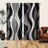 Cortinas con Diseño de Patrón de Ola Gris y Negro, Cortinas Opacas para Ventana, Decoración del Hogar, Cortinas Blackout con Pasador para Barra, Dormitorio