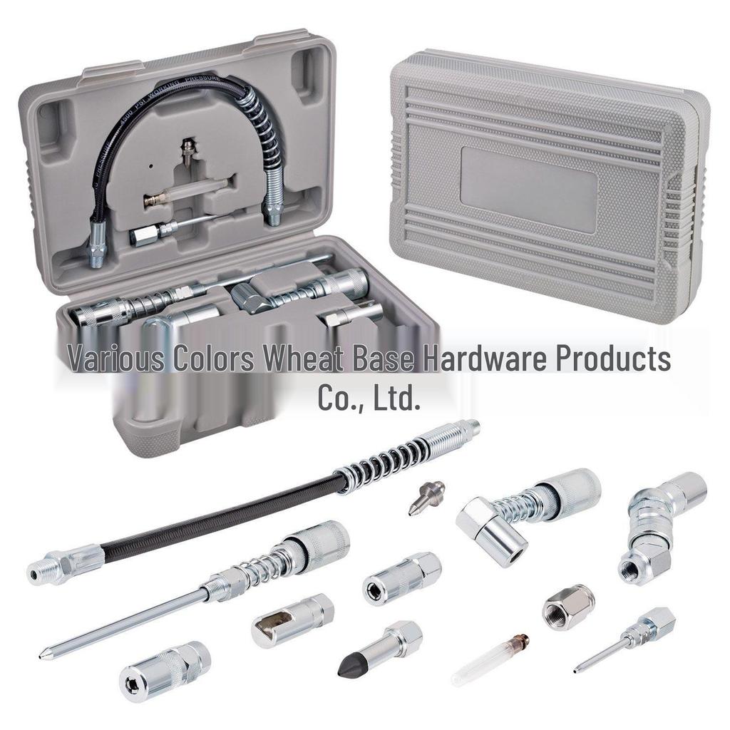 12-Piece Lubricating Grease Gun Accessory Set: Nipples, Injectors, & Greasing Tools