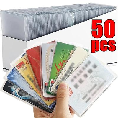1-50pcs Transparent ID Cards Protector Frosted PVC Credit Card Cover Anti-magnetic Holder Postcard Container Storage Bags Case
