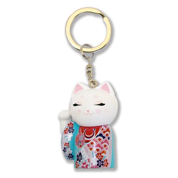 [kimmidoll] Manekineko Keychain Figure, Maneki-neko, Lucky Charm, Good Luck, Financial Fortune, Business Prosperity, Kimono, Japanese Style (YUME)