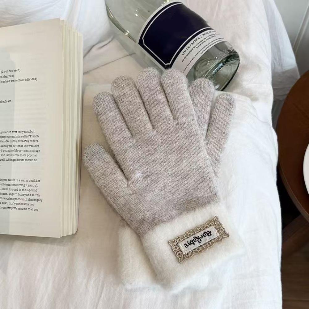 Touch-screen Warm Knitted Gloves Cold-proof Riding Protective Mittens Girls Winter Gloves Gift