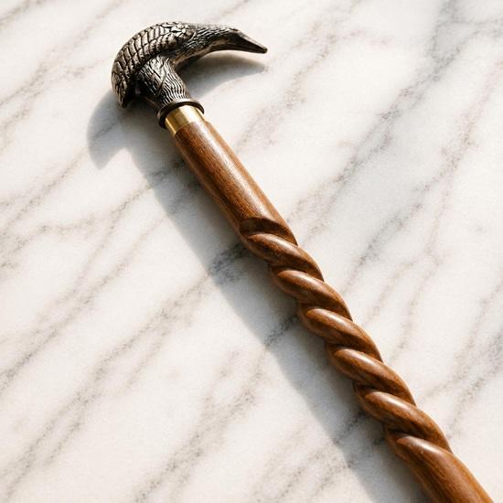 93.98 cm Walking Cane Brass Handle Twisted Wood Stick Gift for Him