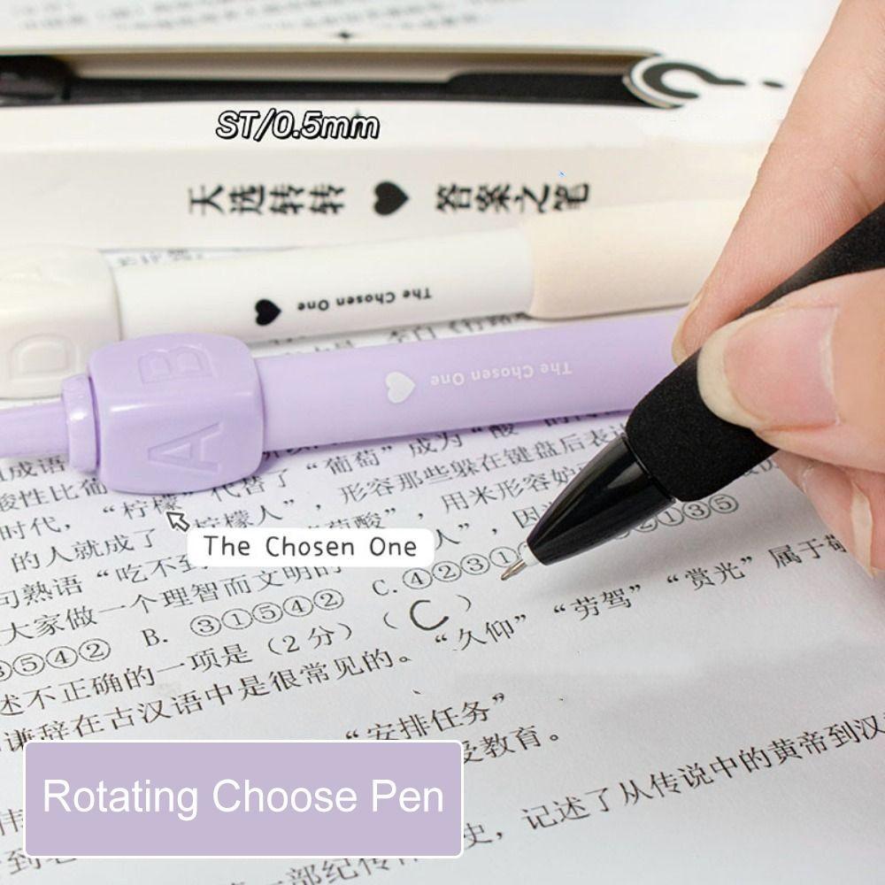 2PCS Novelty Rotating Answer Pen ABCD Select Ballpoint Gel Pen Rotating Choose Pen  Student Use
