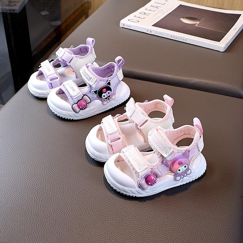 Girls' Sandals Summer New Girls' Baby Shoes Princess Sandals Cartoon Light-up Soft Sole Walking Beach Shoes