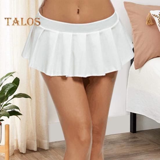 Σέξι φούστα με χαμηλοκάβαλο, μονόχρωμη πλισέ φούστα, πολύ κοντή φούστα σε γραμμή Α, για πάρτι, νυχτερινό κέντρο, μικροσκοπική φούστα