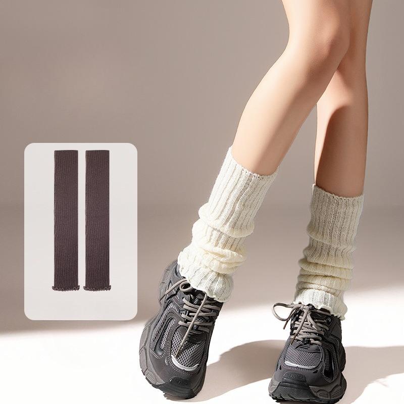 Knitted Socks, Women's Pile Socks, Autumn and Winter Calf Socks, Leg Guards, Long Stockings, Warm Knee Pads